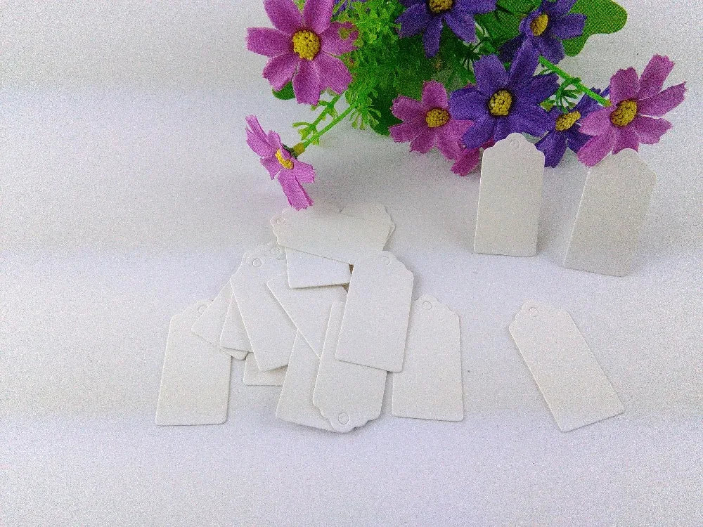 400PCS Paper Lace Scallop Tags+Hemp Strings DIY Logo Jewelry Hang Tags
