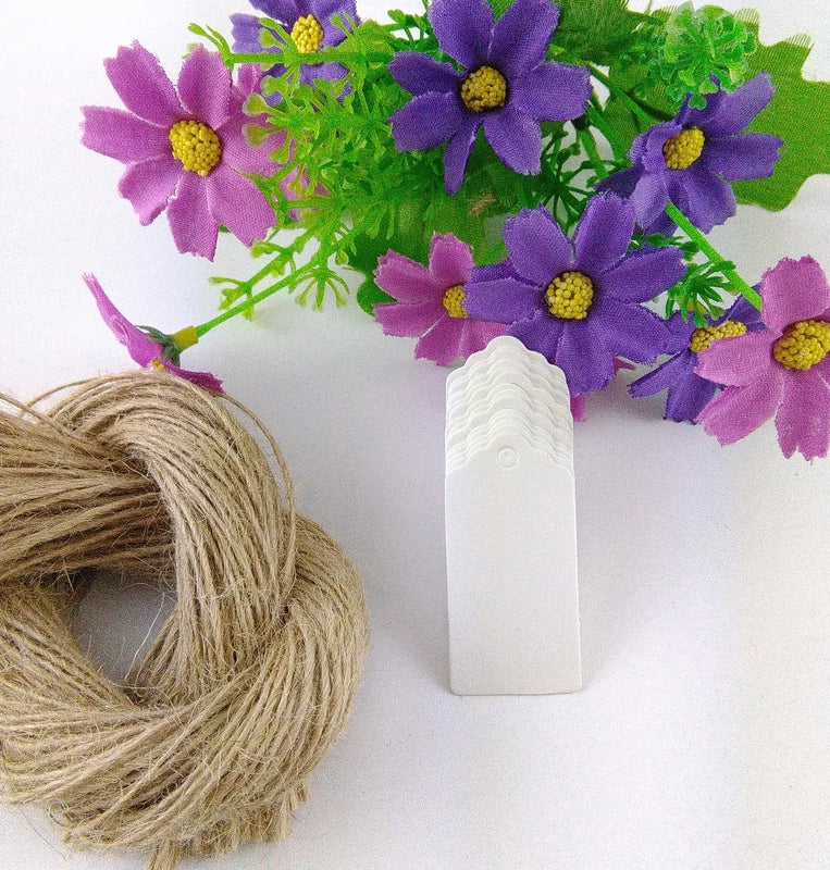 400PCS Paper Lace Scallop Tags+Hemp Strings DIY Logo Jewelry Hang Tags