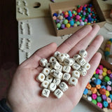 400Pcs 10mm Natural Wooden Alphabet Beads Cube Square Dice Letter Beads