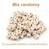 400Pcs 10mm Natural Wooden Alphabet Beads Cube Square Dice Letter Beads