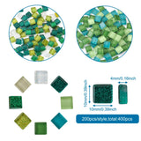 400Pcs Glass Cabochons Mosaic Tiles with Glitter DIY Crafts Decoration 10x10x4mm
