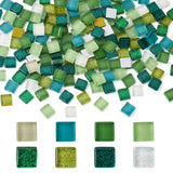 400Pcs Glass Cabochons Mosaic Tiles with Glitter DIY Crafts Decoration 10x10x4mm