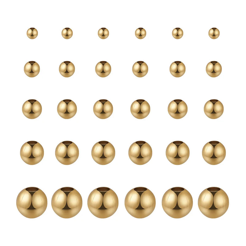 400Pcs 3/4/5/6/8mm Golden Round 304 Stainless Steel Spacer Beads for DIY Jewelry