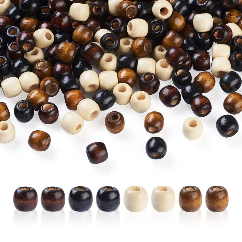 400Pcs Big Hole Wooden Beads Rondelle Spacer Beads for Jewelry Making DIY