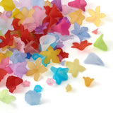 400Pcs Mixed Frosted Acrylic Flower Beads Cap Spacer Charms DIY Jewelry Making