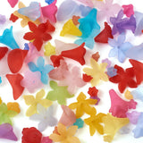 400Pcs Mixed Frosted Acrylic Flower Beads Cap Spacer Charms DIY Jewelry Making