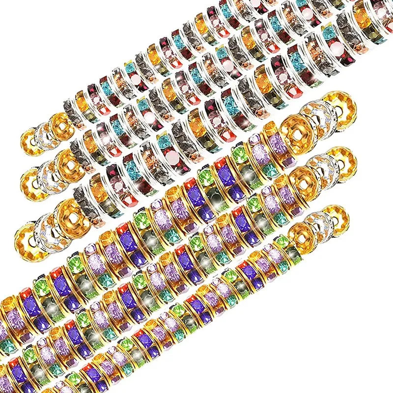 400Pcs Crystal Rhinestone Spacer Beads 8mm For Bracelets