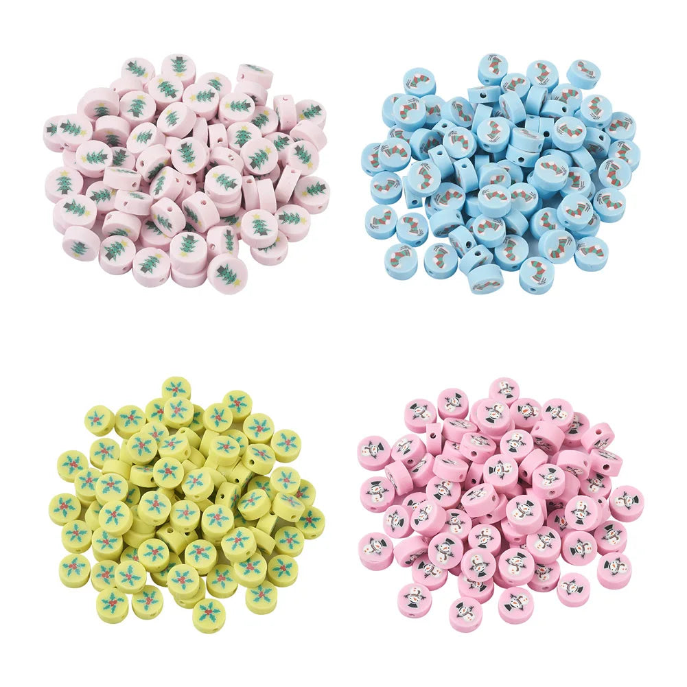 400Pcs Christmas Theme Polymer Clay Beads for DIY Jewelry Making