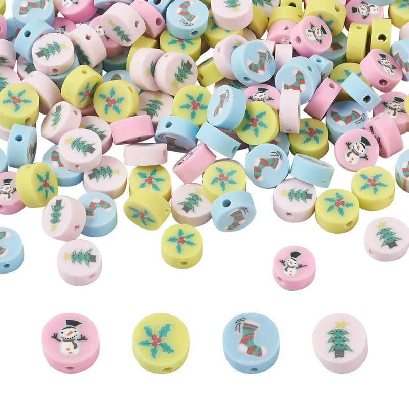 400Pcs Christmas Theme Polymer Clay Beads for DIY Jewelry Making