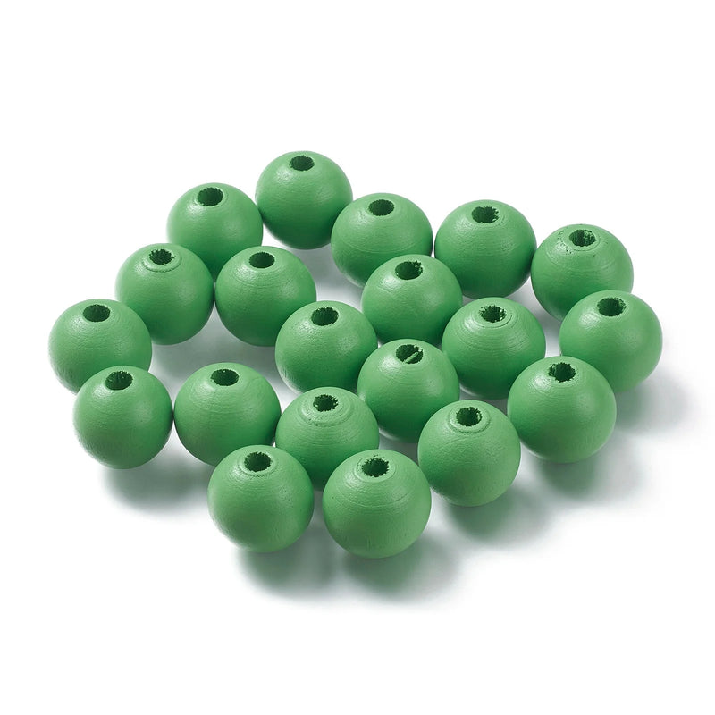 400pcs 14 Colors 16mm Round Wooden Beads Painted Natural Wood Loose Beads