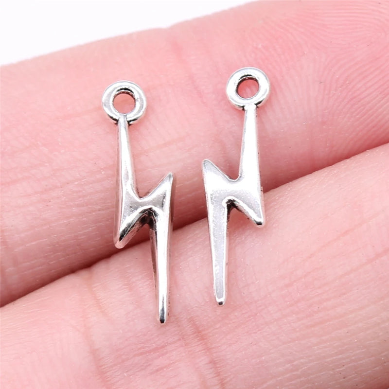 400pcs Lightning Charms Antique Silver DIY Jewelry Making Zinc Alloy Charms