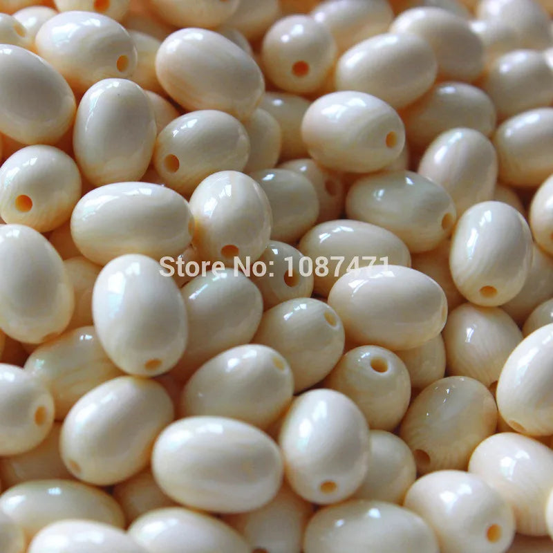 400pcs 8mmx12mm Egg Shape Synthetic Ivory Beads Jewelry Decoration