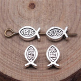 400pcs Antique Silver Jesus Fish Beads 8x5mm