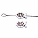 400pcs Antique Silver Jesus Fish Beads 8x5mm