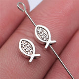 400pcs Antique Silver Jesus Fish Beads 8x5mm