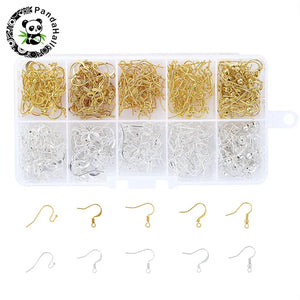 400pcs Brass Earring Hooks Ear Wire for Jewelry Making 5 Styles Golden Silver
