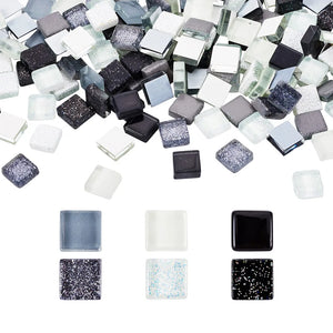 400pcs Glass Mosaic Tiles Cabochons Square for DIY Earring Home Decoration Mixed