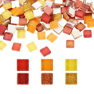 400pcs Glass Mosaic Tiles Cabochons Square for DIY Earring Home Decoration Mixed