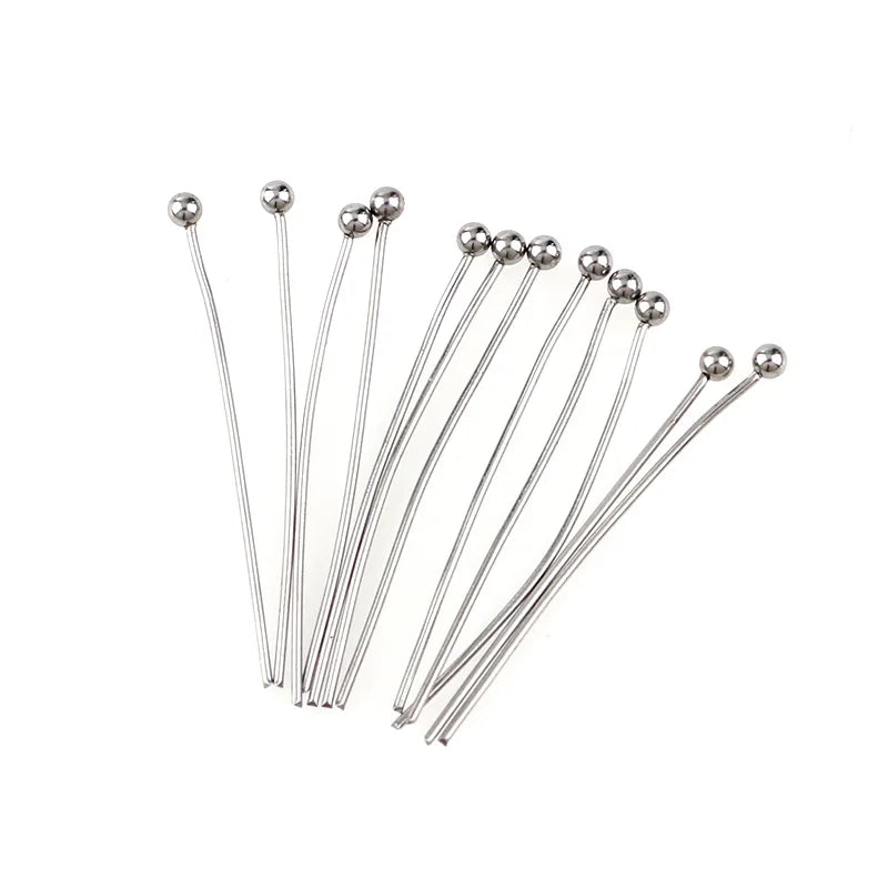 400pcs Rhodium Metal Ball Head Pins for DIY Jewelry Making 20/30/40/50mm