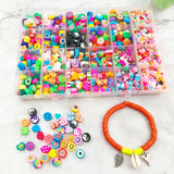 400 Smiley Face Spacer Beads + 800 Flat Round Clay Beads DIY Jewelry Making
