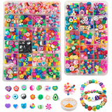 400 Smiley Face Spacer Beads + 800 Flat Round Clay Beads DIY Jewelry Making