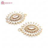 4PCS 18x26MM Champagne Brass Zircon Olive Star Charms Pendants