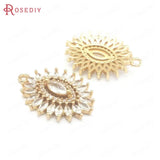 4PCS 18x26MM Champagne Brass Zircon Olive Star Charms Pendants