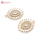 4PCS 18x26MM Champagne Brass Zircon Olive Star Charms Pendants