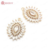 4PCS 18x26MM Champagne Brass Zircon Olive Star Charms Pendants