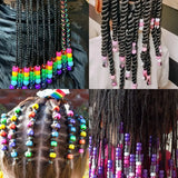 401Pcs Hair Beads Kit for Kids with Rainbow Beads and Elastic Bands