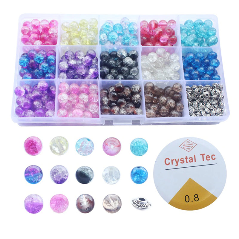 401pcs 8mm Crackle Glass Bead Lighting DIY Craft
