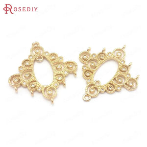 10PCS 25x28MM Champagne Brass Zircon Earring Charms DIY Jewelry Making