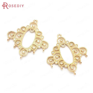 10PCS 25x28MM Champagne Brass Zircon Earring Charms DIY Jewelry Making