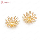 10PCS Champagne Brass Zircon Flower Bead Caps DIY Jewelry Making