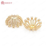 10PCS Champagne Brass Zircon Flower Bead Caps DIY Jewelry Making