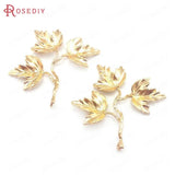 10PCS 35x41MM Champagne Brass Maple Leaf Charms Pendants