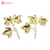 10PCS 35x41MM Champagne Brass Maple Leaf Charms Pendants