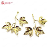 10PCS 35x41MM Champagne Brass Maple Leaf Charms Pendants