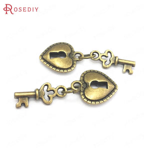 30PCS Antique Bronze Love Lock/Key Charms Pendants DIY Jewelry Making Supplies