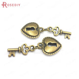 30PCS Antique Bronze Love Lock/Key Charms Pendants DIY Jewelry Making Supplies