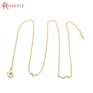 4PCS 45.5CM 24K Copper Necklaces Finished Chains Jewelry Making Supplies
