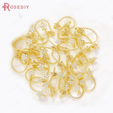 4PCS 15x10MM 24K Brass Zircon Star Earrings Diy Jewelry Supplies