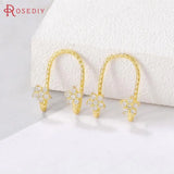 4PCS 15x10MM 24K Brass Zircon Star Earrings Diy Jewelry Supplies