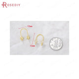 4PCS 15x10MM 24K Brass Zircon Star Earrings Diy Jewelry Supplies