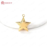 4PCS 27x24MM 24K Brass Star Charms Pendants Jewelry Making DIY Findings