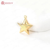 4PCS 27x24MM 24K Brass Star Charms Pendants Jewelry Making DIY Findings