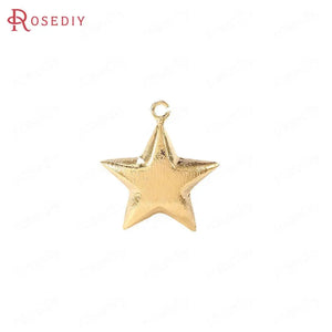 4PCS 27x24MM 24K Brass Star Charms Pendants Jewelry Making DIY Findings