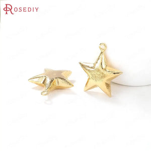 4PCS 27x24MM 24K Brass Star Charms Pendants Jewelry Making DIY Findings