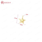 4PCS 27x24MM 24K Brass Star Charms Pendants Jewelry Making DIY Findings