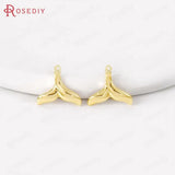 6PCS 13x12MM 24K Brass Whale Tail Charms Pendants DIY Jewelry Making Supplies